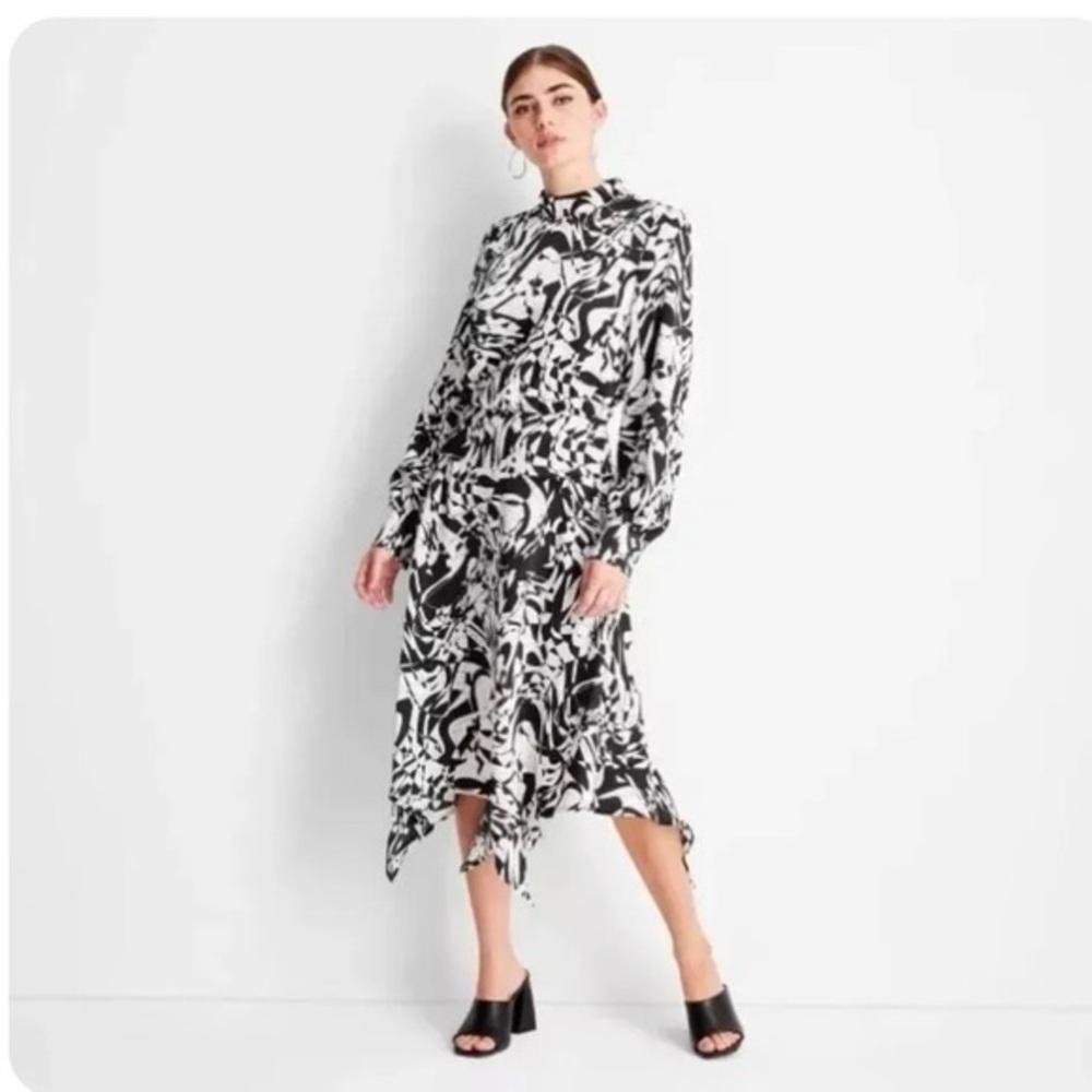 Future collective black and white long sleeve dress xs new with tags